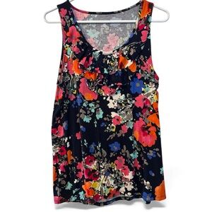 Merona Ruffle Neck Floral Tank Top Size XL
